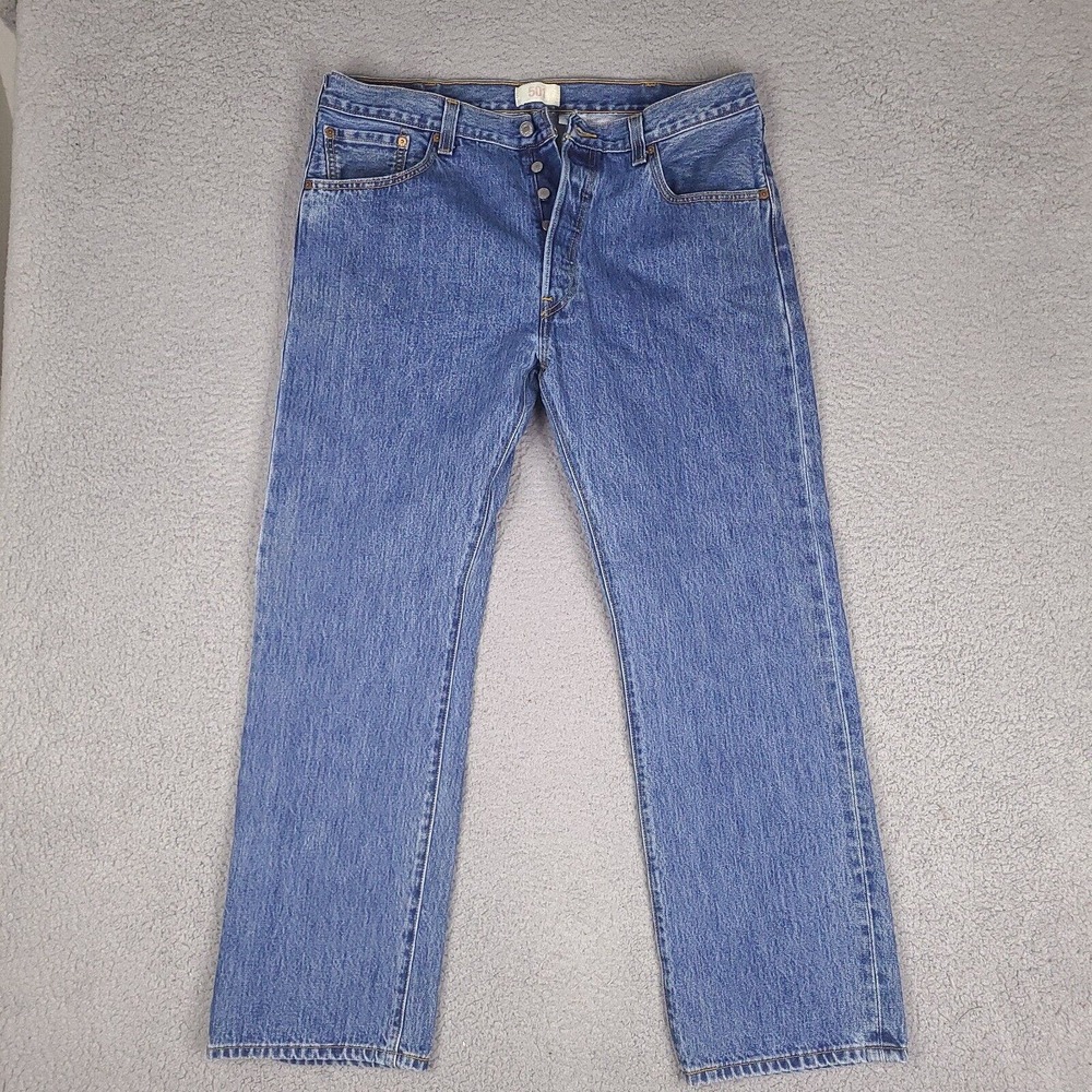 Vintage Levi's 501 Jeans Mens 37x30.5 Blue Button Fly Red Tab Denim Medium Wash‎